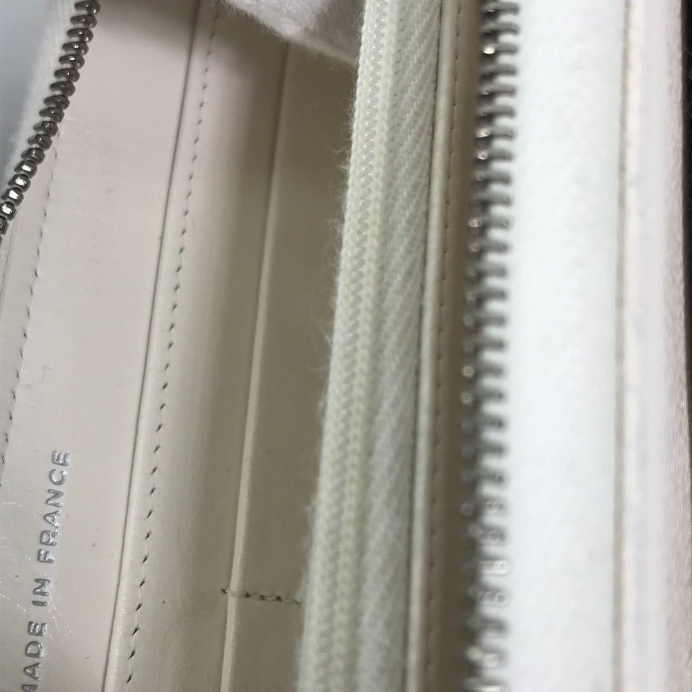 CHANEL A50097 マトラッセ CC ココマーク ラウンドファスナー キルティング ウォレット 長財布 キャビアスキン レディース ホワイト