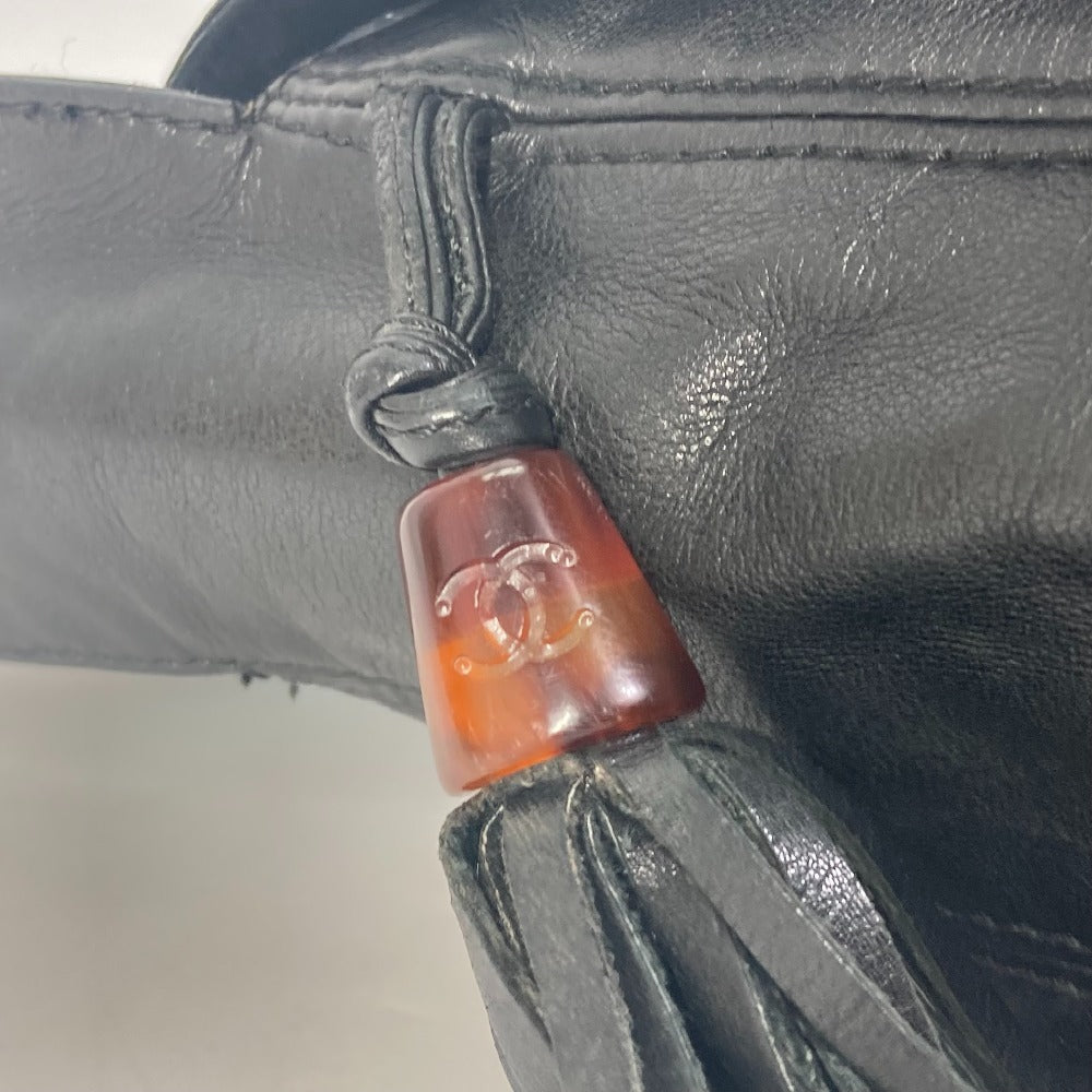 CHANEL 肩掛け CC ココマーク タッセル フリンジ メッセンジャーバッグ ショルダーバッグ ラムスキン レディース ブラック