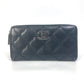 CHANEL ココマーク CC マトラッセ キルティング ラウンドファスナー 長財布 ラムスキン レディース ブラック