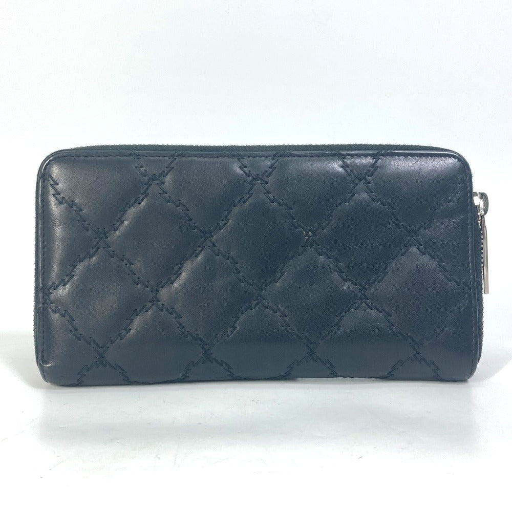 CHANEL ココマーク CC マトラッセ キルティング ラウンドファスナー 長財布 ラムスキン レディース ブラック