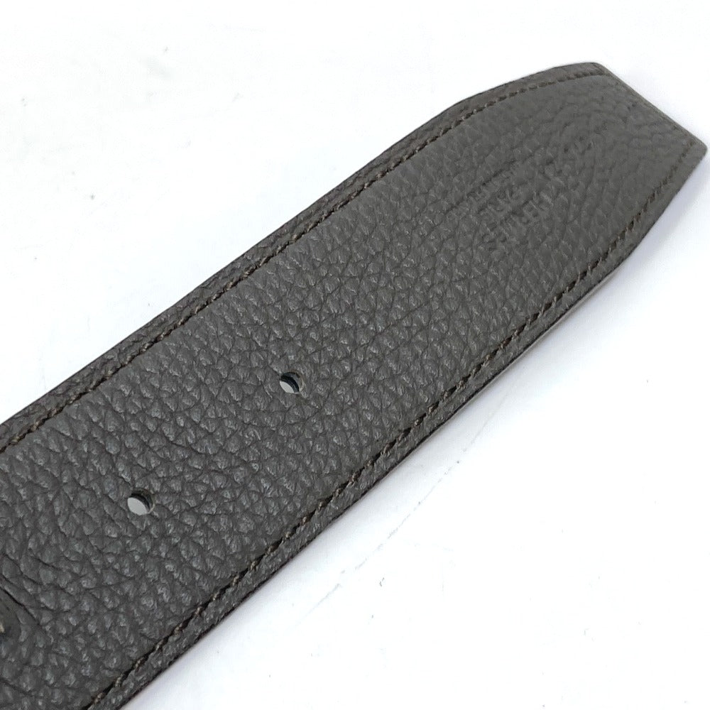 HERMES H Belt Ash Au Carré Togo Women's Belt in Blanc/Noir Grey