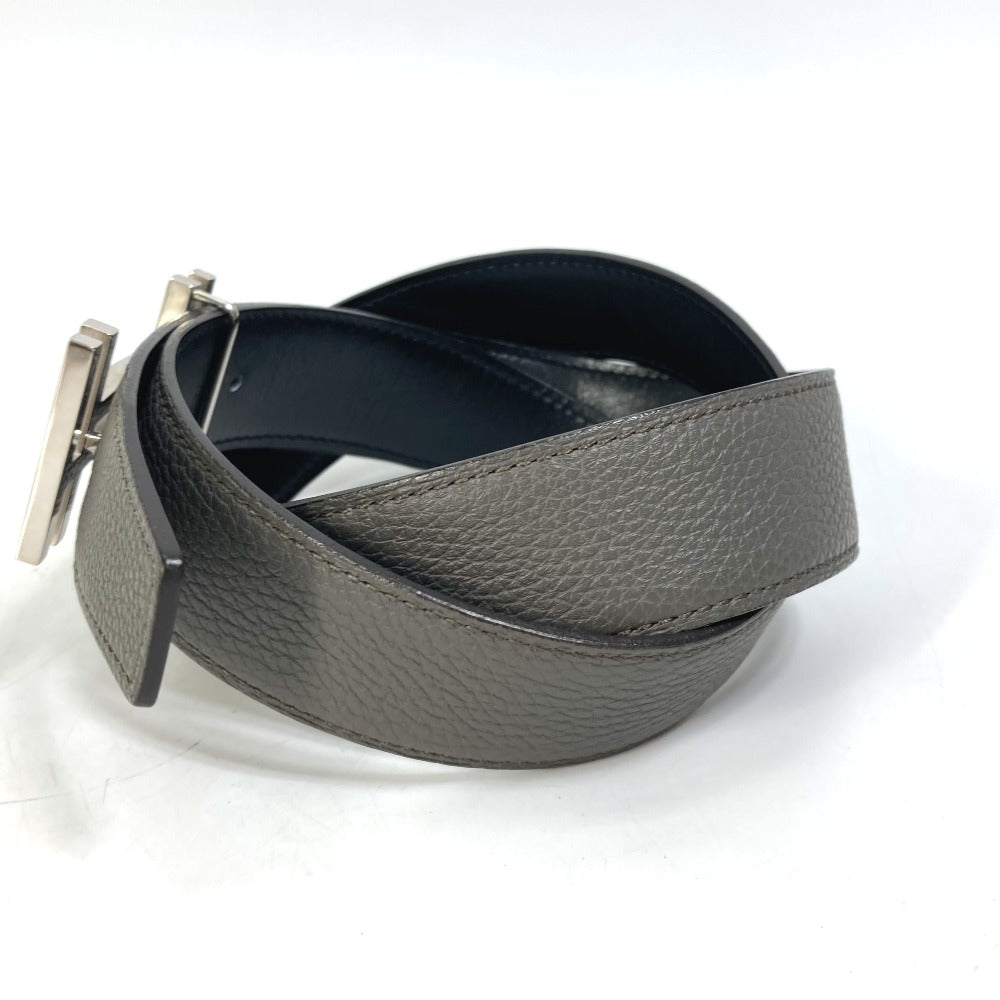 HERMES H Belt Ash Au Carré Togo Women's Belt in Blanc/Noir Grey