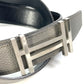 HERMES H Belt Ash Au Carré Togo Women's Belt in Blanc/Noir Grey