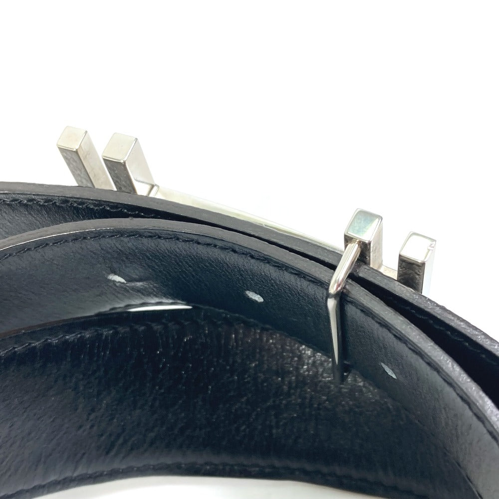 HERMES H Belt Ash Au Carré Togo Women's Belt in Blanc/Noir Grey