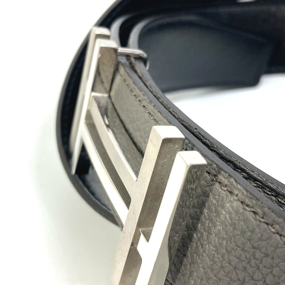 HERMES H Belt Ash Au Carré Togo Women's Belt in Blanc/Noir Grey