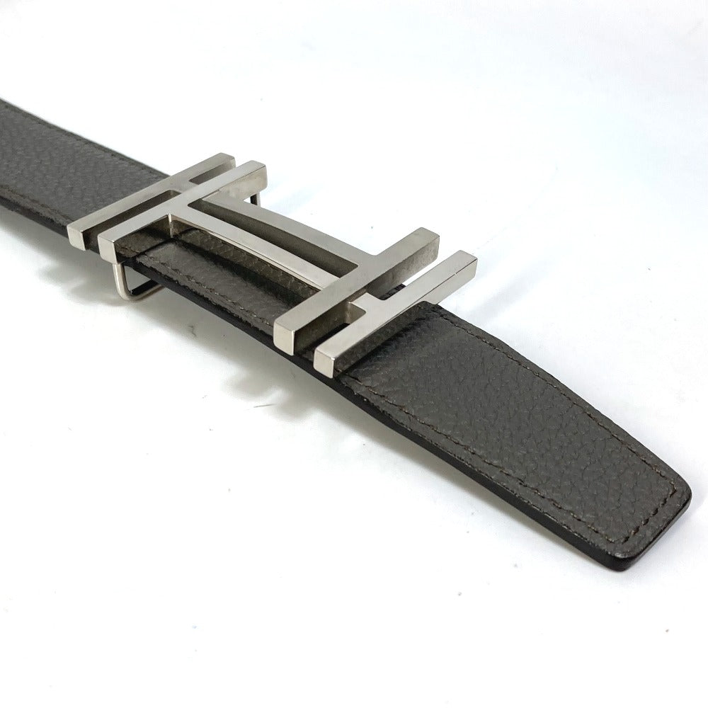 HERMES H Belt Ash Au Carré Togo Women's Belt in Blanc/Noir Grey