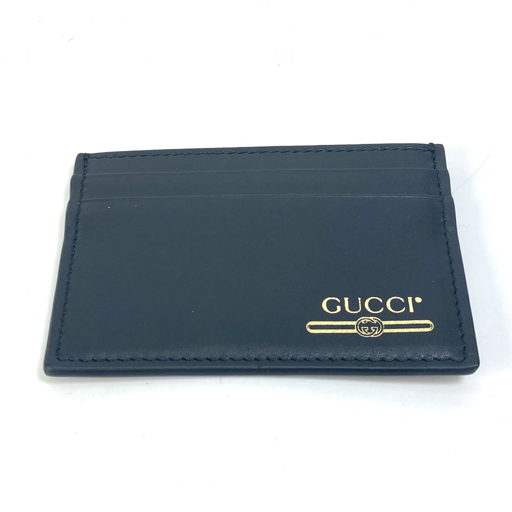 GUCCI 547596 Logo Business Card Holder, Pass Case, Card Case, Leather, Men's, Black