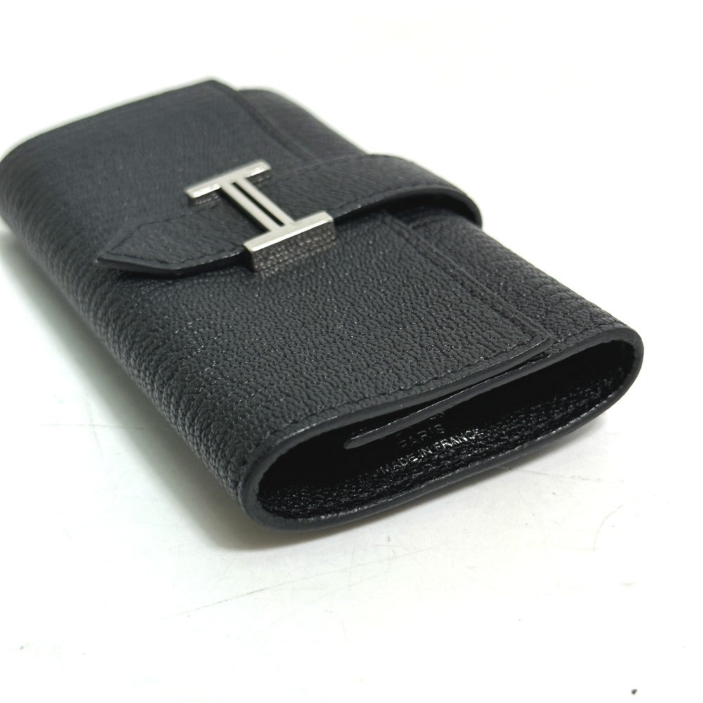 HERMES H hardware Bearn 4-ring key case, Chevre Mysore, unisex, black