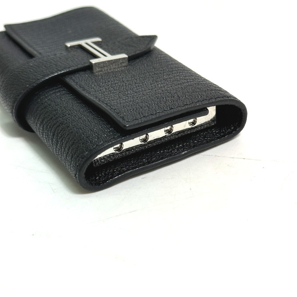 HERMES H hardware Bearn 4-ring key case, Chevre Mysore, unisex, black