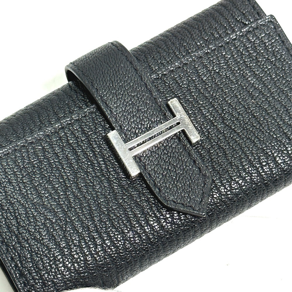 HERMES H hardware Bearn 4-ring key case, Chevre Mysore, unisex, black