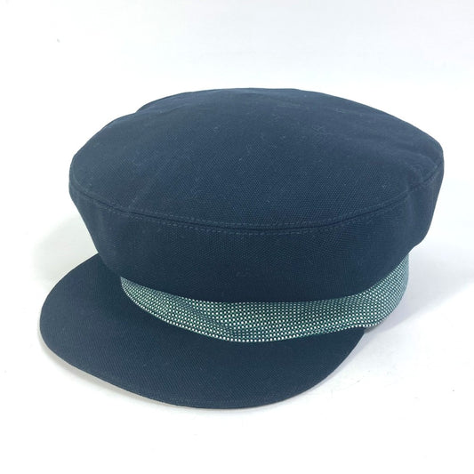 HERMES Serie Cavale Newsboy Hat, Cotton, Navy, Women's