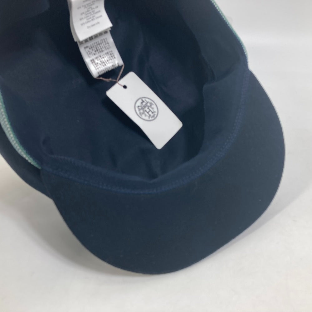 HERMES Serie Cavale Newsboy Hat, Cotton, Navy, Women's