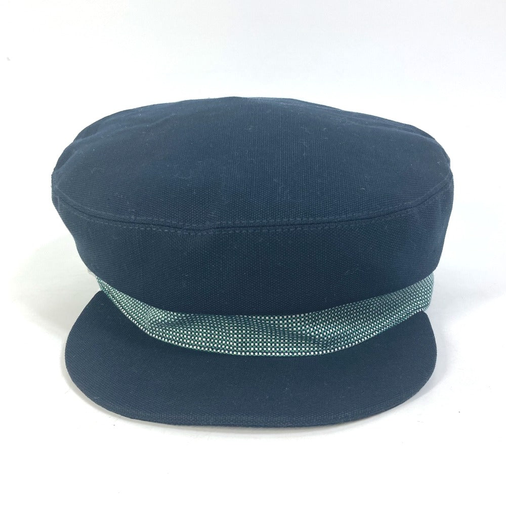 HERMES Serie Cavale Newsboy Hat, Cotton, Navy, Women's