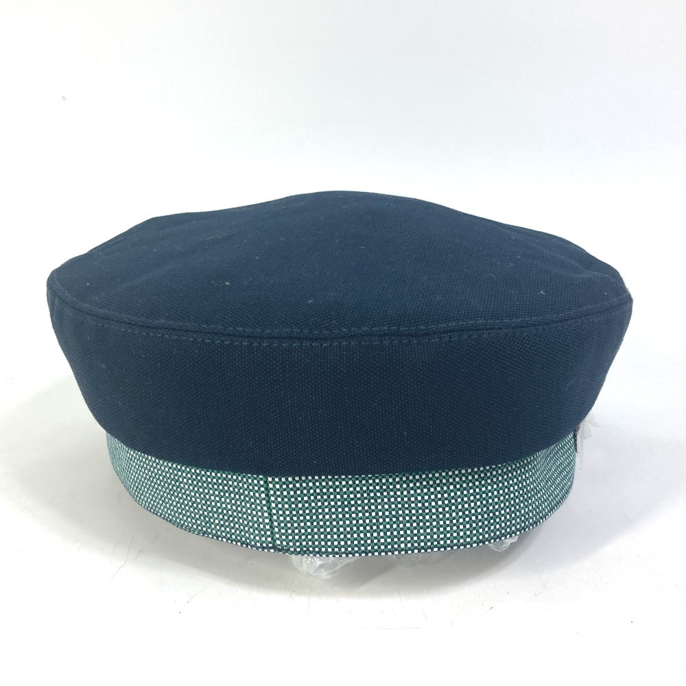 HERMES Serie Cavale Newsboy Hat, Cotton, Navy, Women's