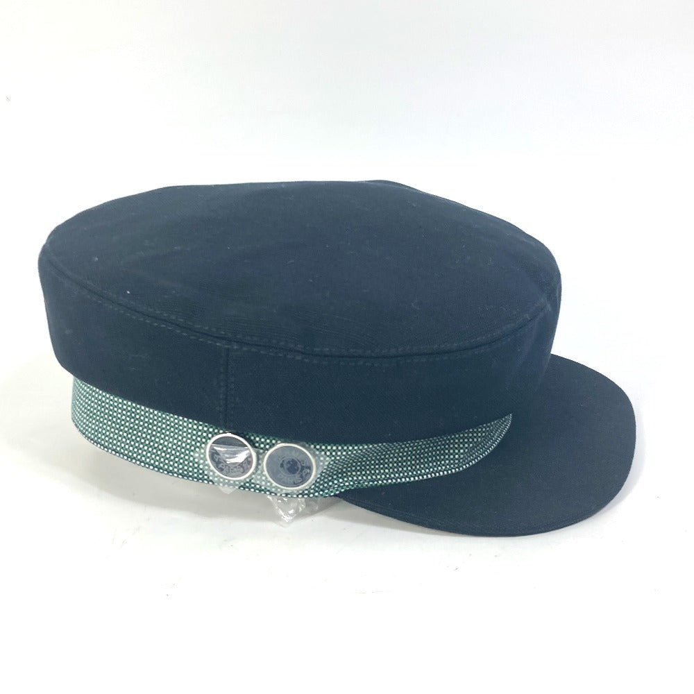 HERMES Serie Cavale Newsboy Hat, Cotton, Navy, Women's