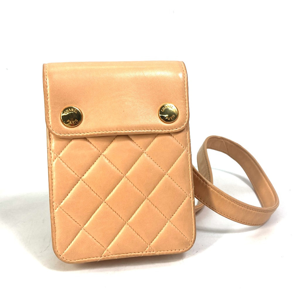 CHANEL Neck Pouch, Smartphone Pouch, Matelasse Pouch, Quilted Shoulder Bag, Lambskin, Women's, Pink