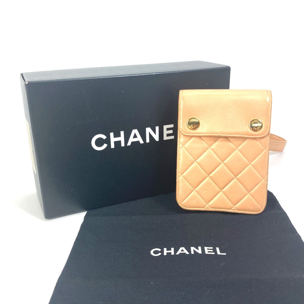 CHANEL Neck Pouch, Smartphone Pouch, Matelasse Pouch, Quilted Shoulder Bag, Lambskin, Women's, Pink