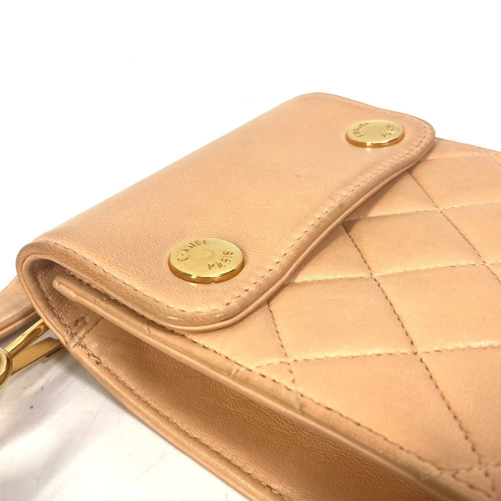 CHANEL Neck Pouch, Smartphone Pouch, Matelasse Pouch, Quilted Shoulder Bag, Lambskin, Women's, Pink