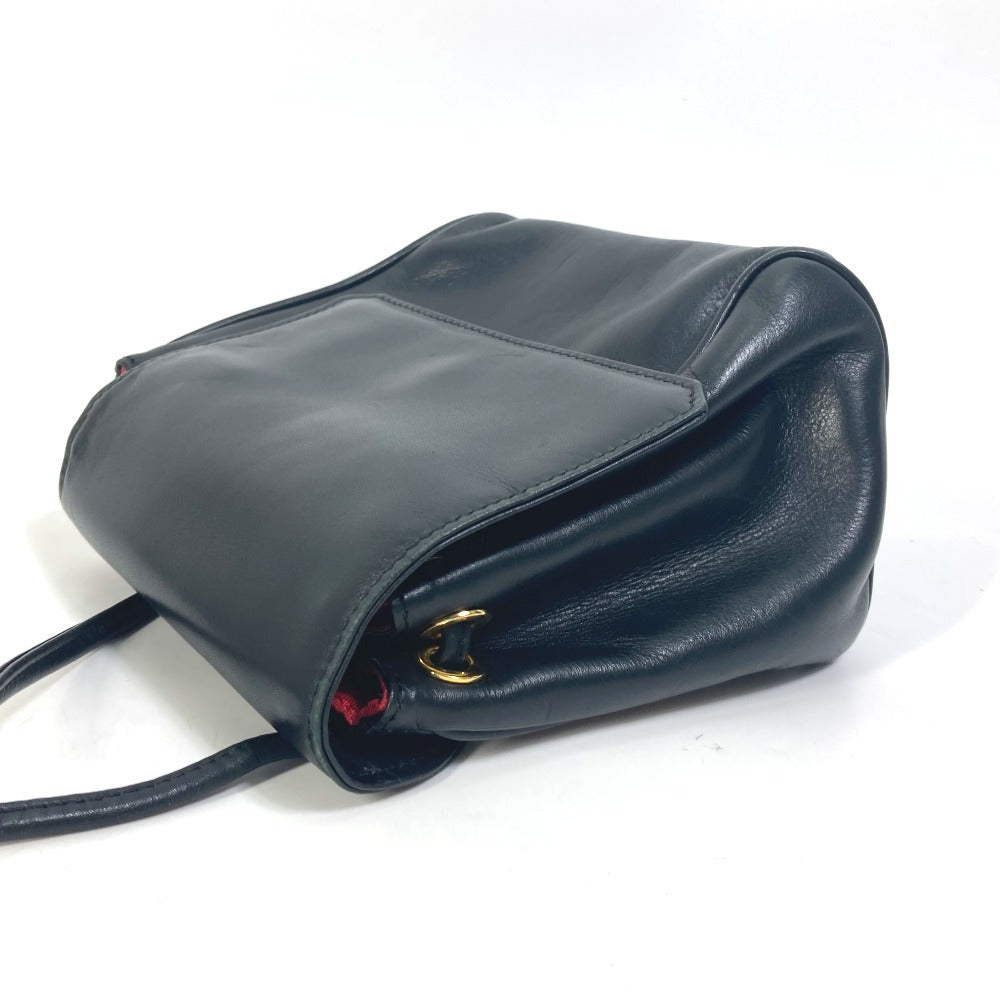 Dior ポシェット カバン 巾着 ヴィンテージ ショルダーバッグ レザー レディース ブラック