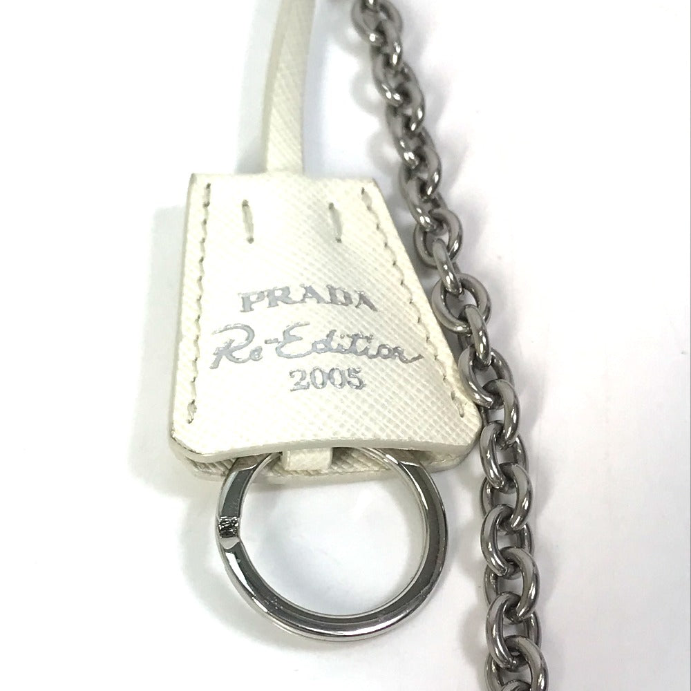PRADA 1BH204 Triangle Logo Plate Re-Edition 2005 Crossbody Chain Shoulder Bag with Pouch, Nylon, White