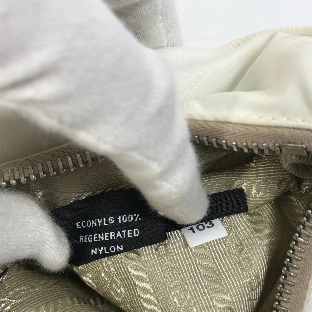 PRADA 1BH204 Triangle Logo Plate Re-Edition 2005 Crossbody Chain Shoulder Bag with Pouch, Nylon, White