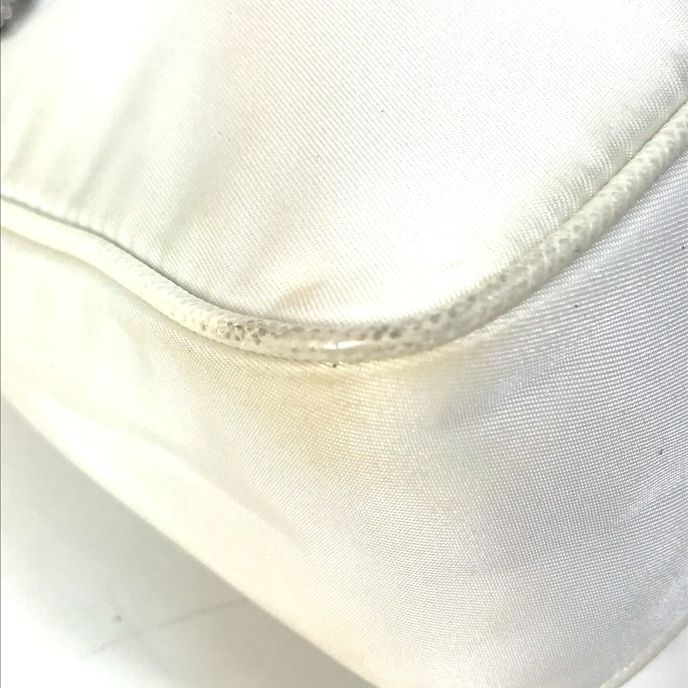 PRADA 1BH204 Triangle Logo Plate Re-Edition 2005 Crossbody Chain Shoulder Bag with Pouch, Nylon, White