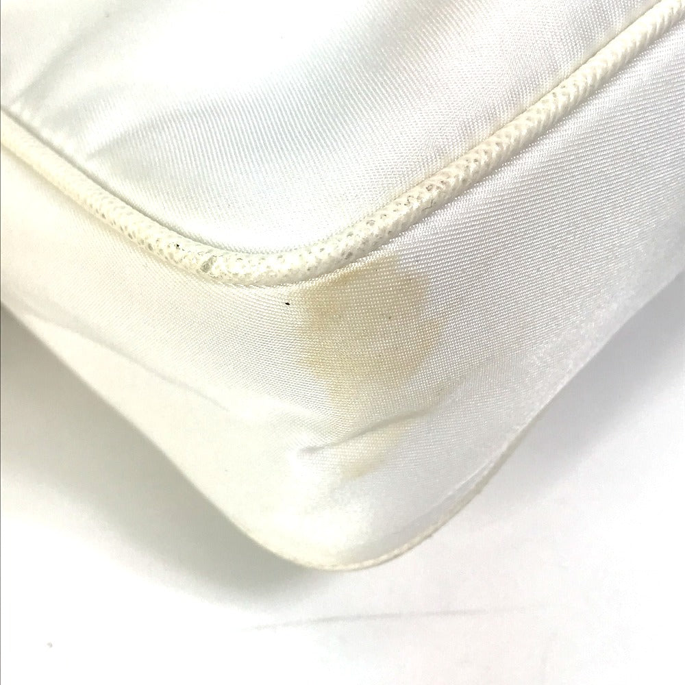 PRADA 1BH204 Triangle Logo Plate Re-Edition 2005 Crossbody Chain Shoulder Bag with Pouch, Nylon, White