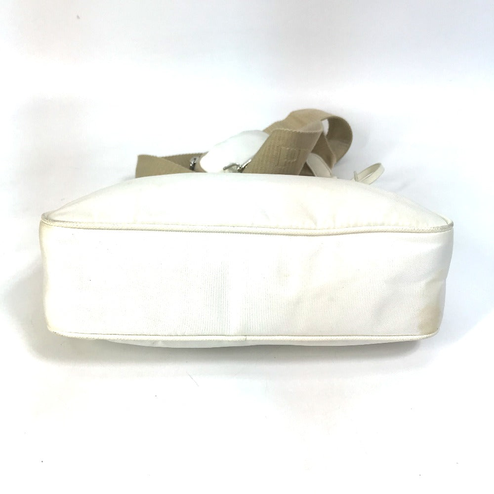 PRADA 1BH204 Triangle Logo Plate Re-Edition 2005 Crossbody Chain Shoulder Bag with Pouch, Nylon, White