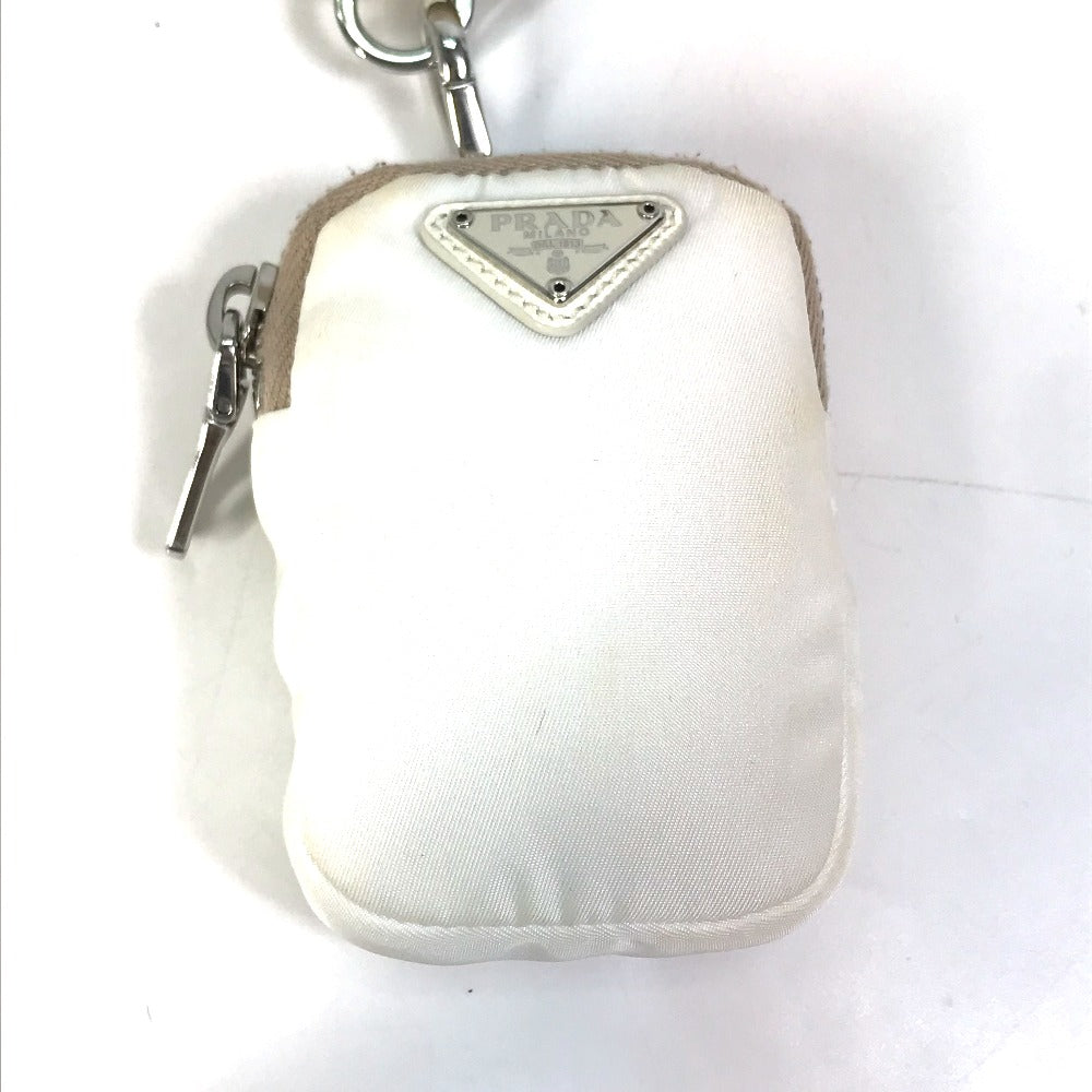 PRADA 1BH204 Triangle Logo Plate Re-Edition 2005 Crossbody Chain Shoulder Bag with Pouch, Nylon, White