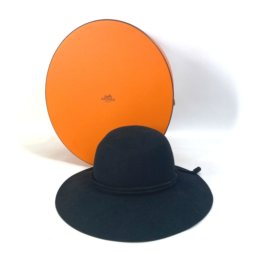 HERMES Wool Rope Hat, Women's, Black