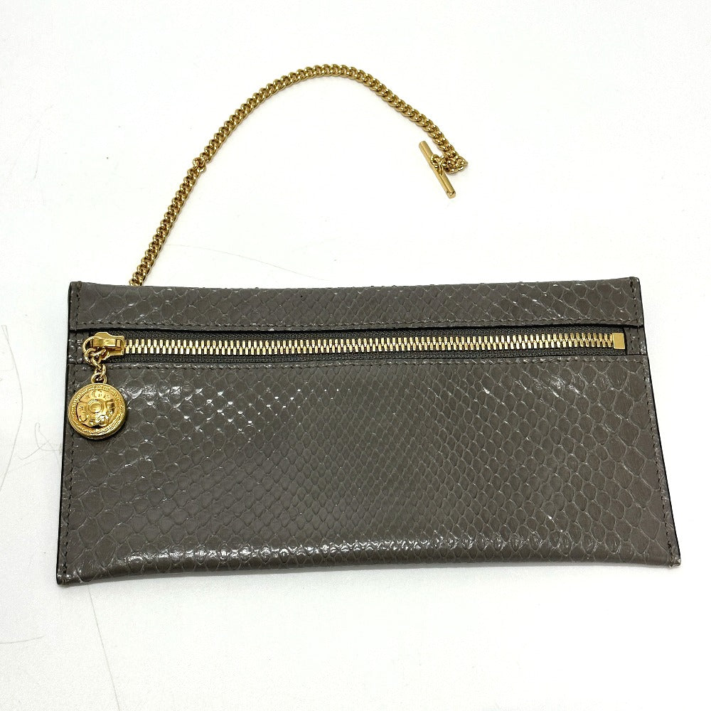 GUCCI 537219 Sherry Line Raja Tiger Head Shoulder Bag Chain Tote Bag Leather Women's Gray