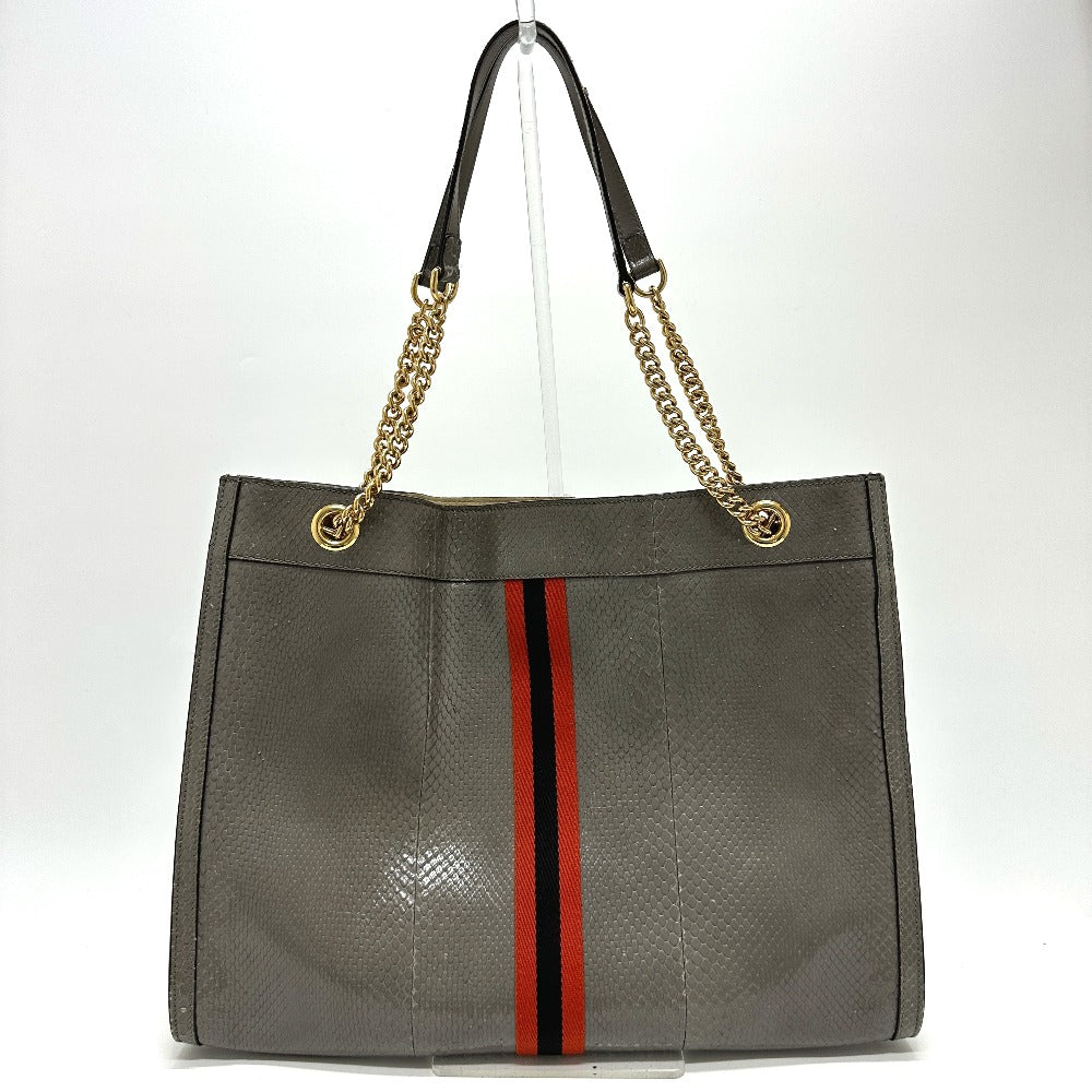 GUCCI 537219 Sherry Line Raja Tiger Head Shoulder Bag Chain Tote Bag Leather Women's Gray