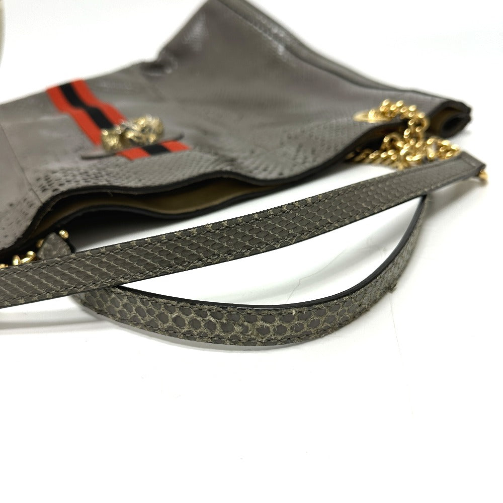 GUCCI 537219 Sherry Line Raja Tiger Head Shoulder Bag Chain Tote Bag Leather Women's Gray