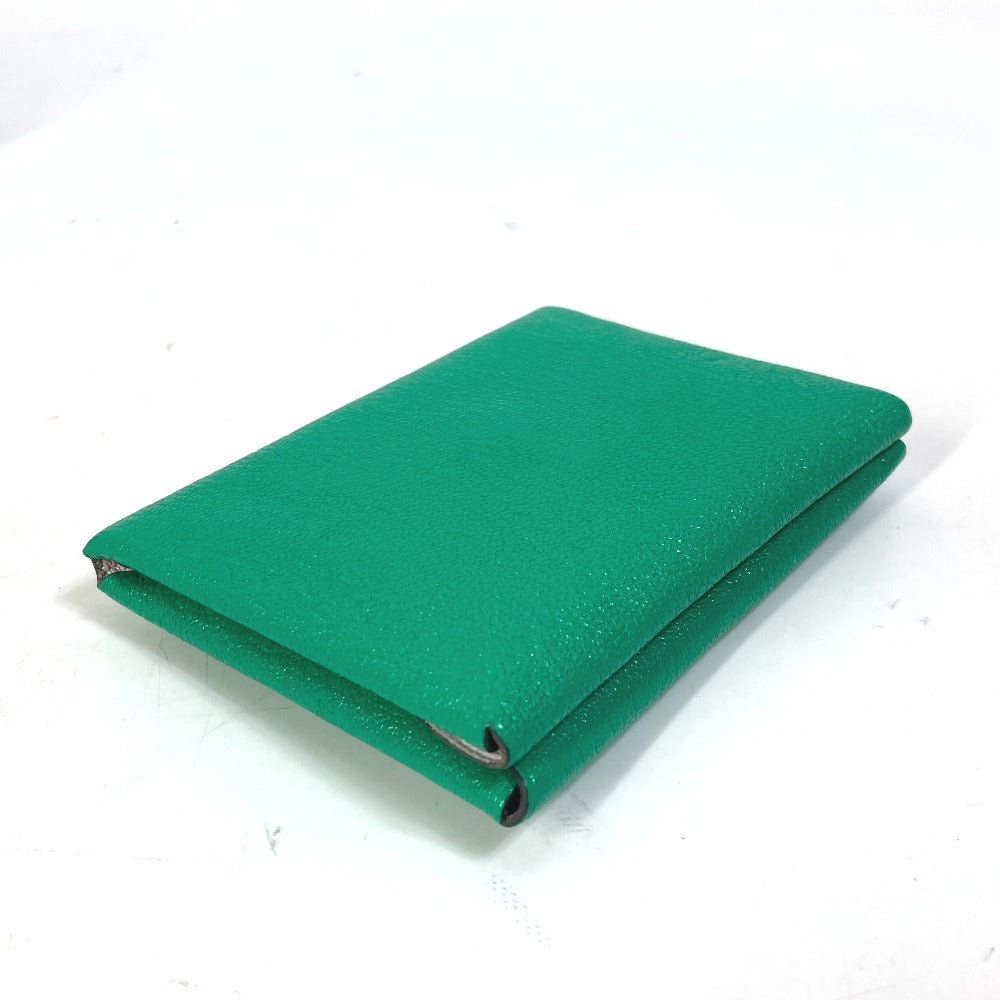 HERMES Calvi Duo Two-Tone Card Case, Mint/Mauve Pale Green, Women's