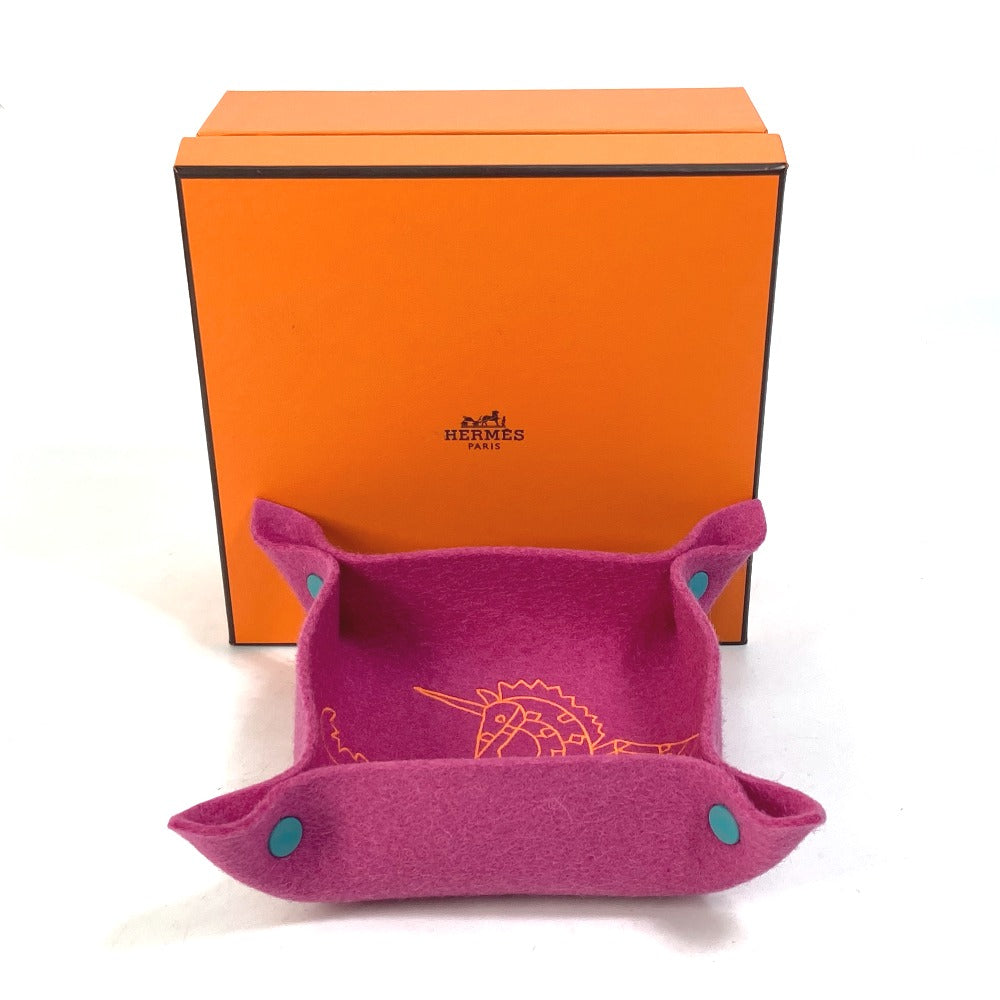 HERMES Vide Poche Epopée PM Tray, Felt Tray for Interior Accessories, Men's, Rose, Fuchsia, Pink