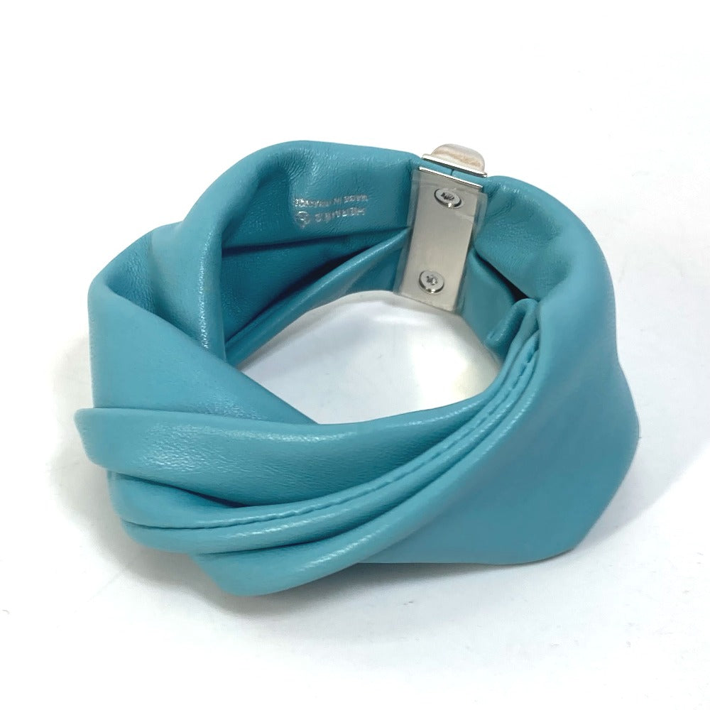 HERMES Petit H Medor Torsades Bracelet in Light Blue Leather for Women