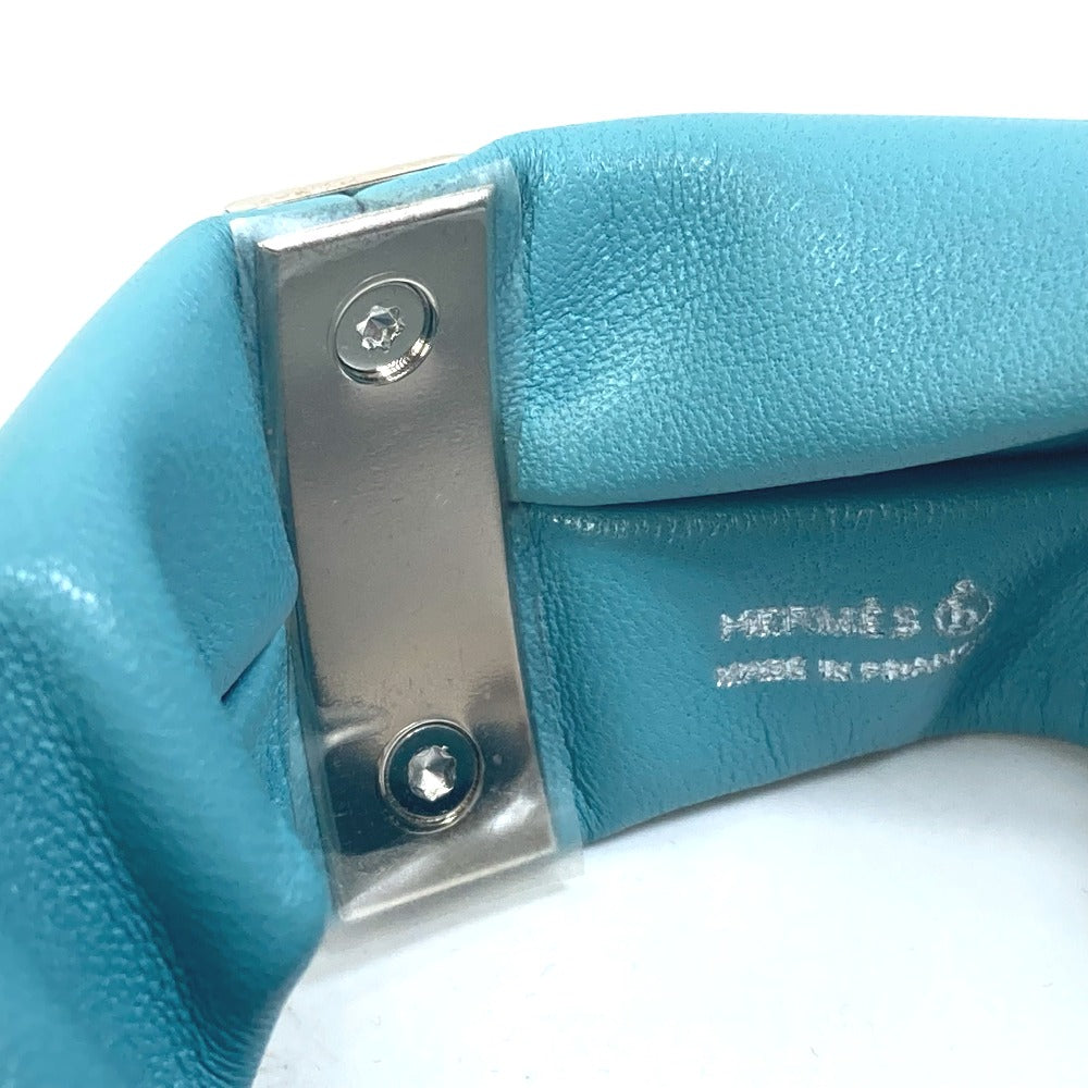 HERMES Petit H Medor Torsades Bracelet in Light Blue Leather for Women