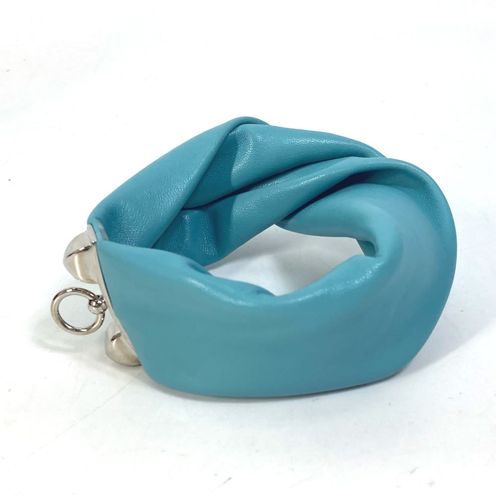 HERMES Petit H Medor Torsades Bracelet in Light Blue Leather for Women