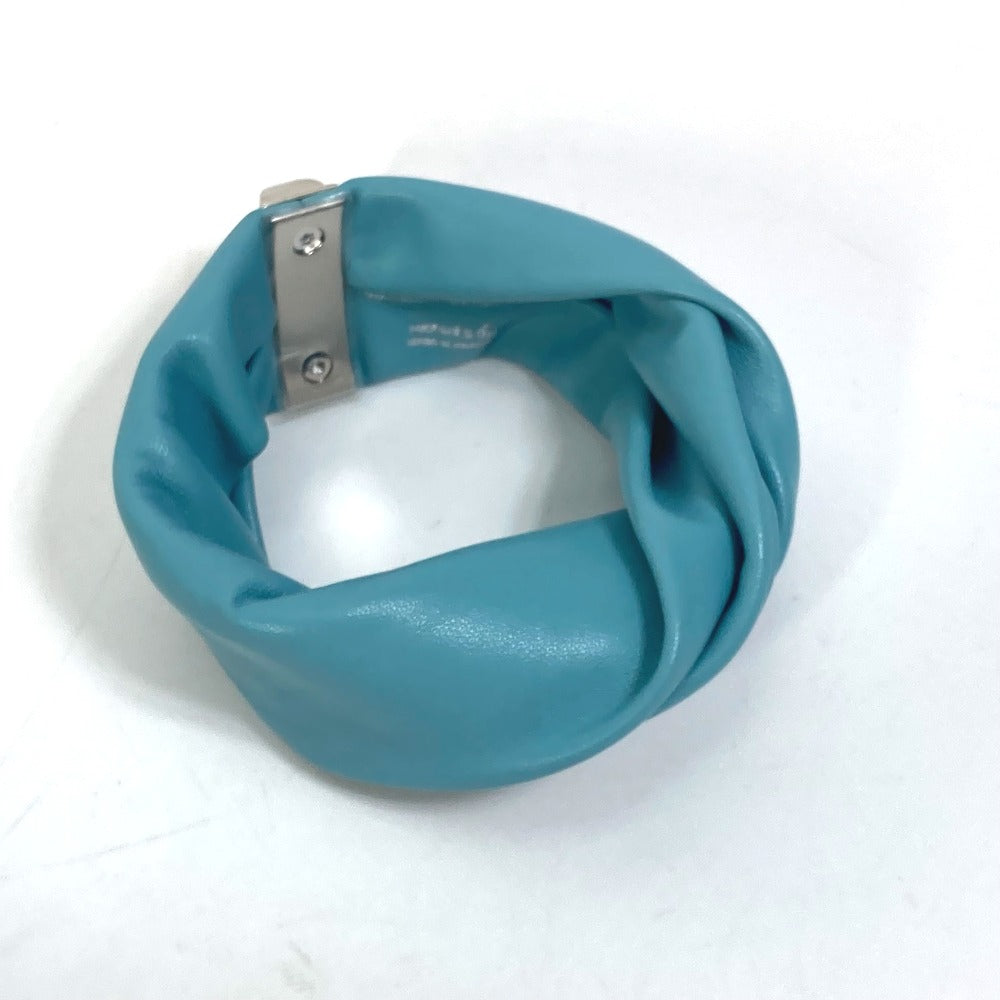 HERMES Petit H Medor Torsades Bracelet in Light Blue Leather for Women