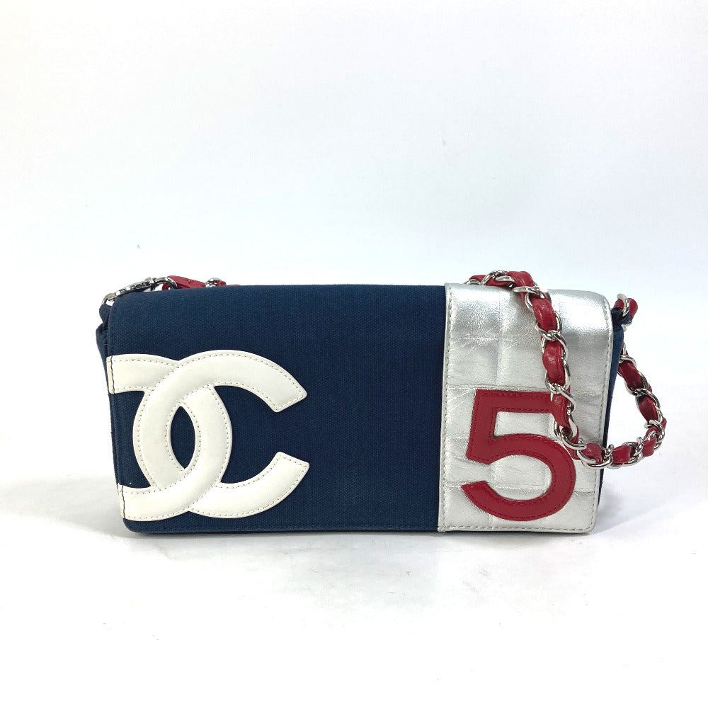 CHANEL ヴィンテージ NO.5 ナンバー5 チェーンバッグ 肩掛け カバン ショルダーバッグ キャンバス/レザー レディース ネイビー