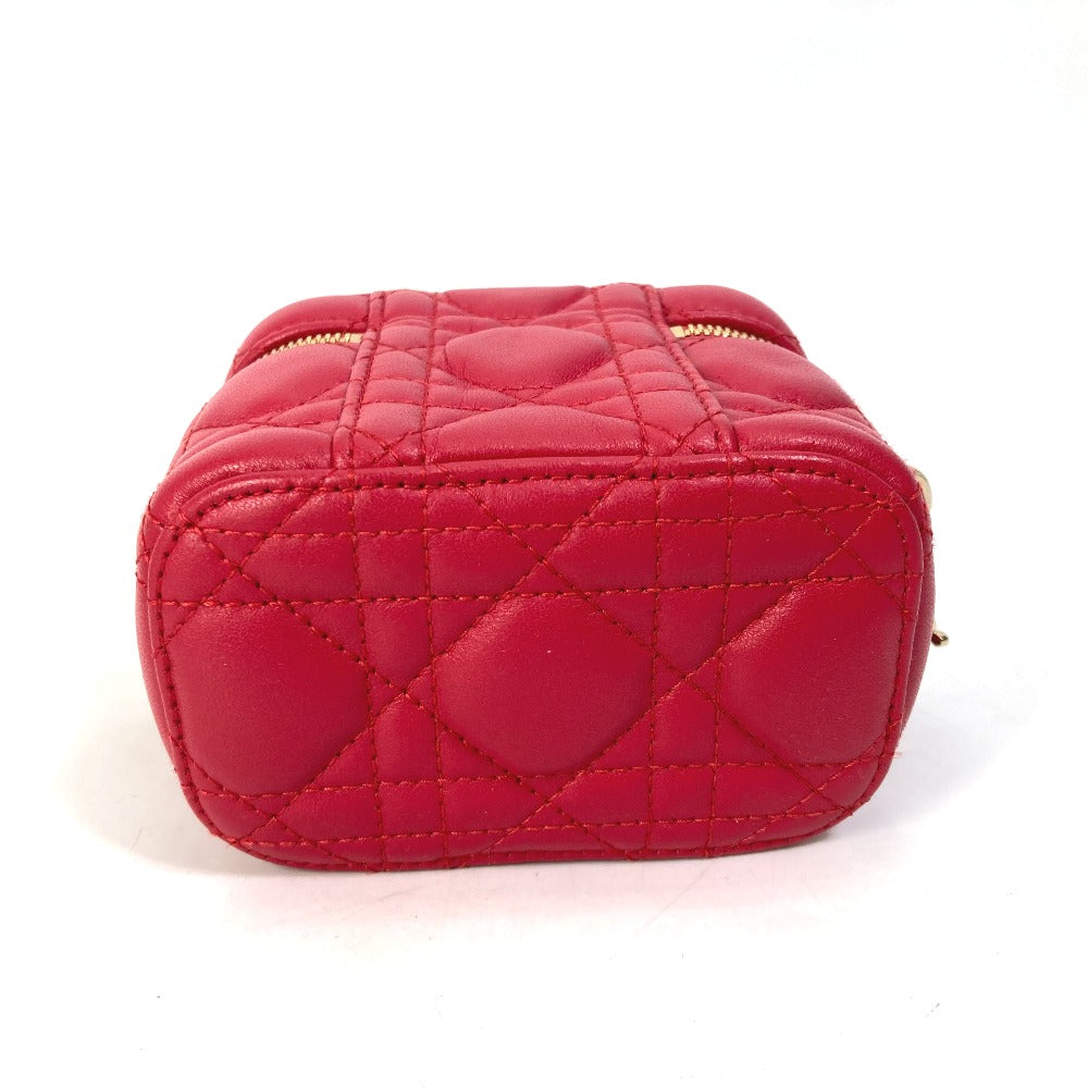 Dior S0918ONMJ レディディオール LADY DIOR マイクロバニティ カナージュ 2WAY ショルダーバッグ ハンドバッグ バニティバッグ レザー レディース レッド系 - brandshop-reference