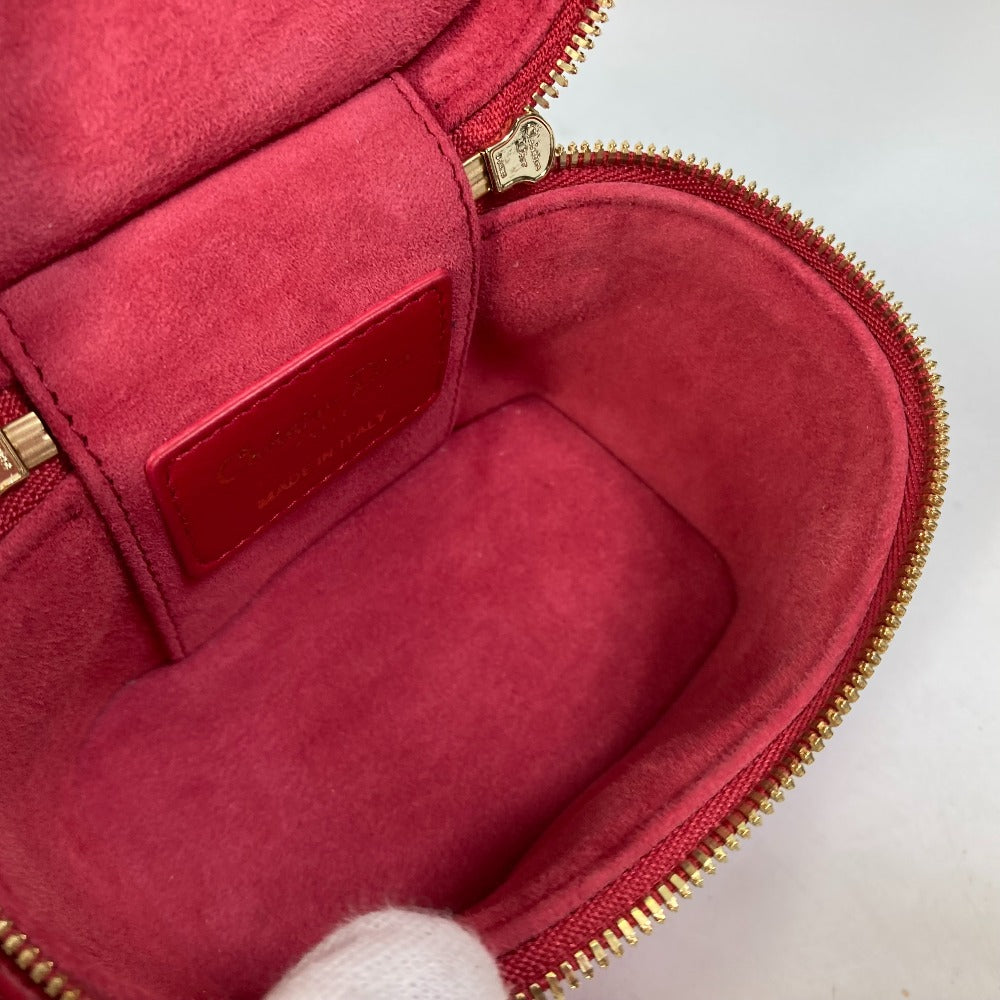 Dior S0918ONMJ レディディオール LADY DIOR マイクロバニティ カナージュ 2WAY ショルダーバッグ ハンドバッグ バニティバッグ レザー レディース レッド系 - brandshop-reference