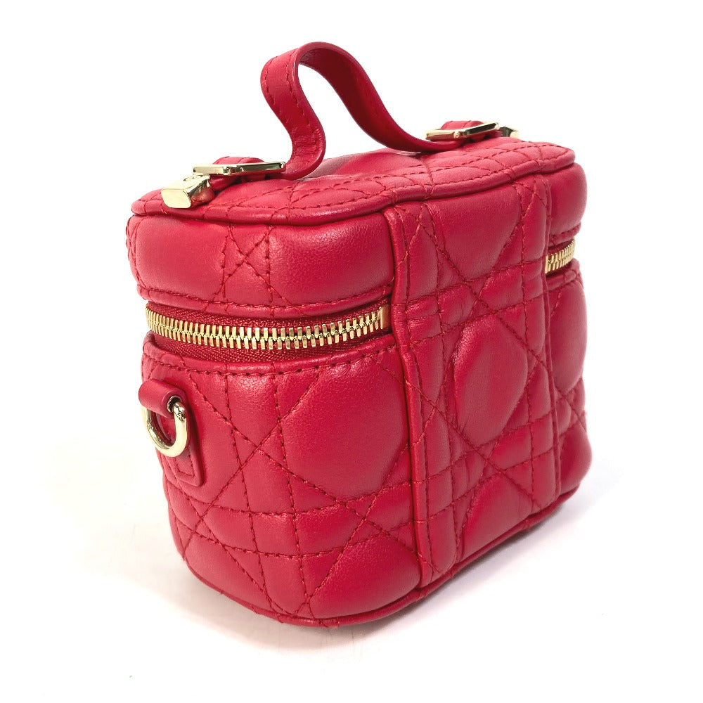 Dior S0918ONMJ レディディオール LADY DIOR マイクロバニティ カナージュ 2WAY ショルダーバッグ ハンドバッグ バニティバッグ レザー レディース レッド系 - brandshop-reference