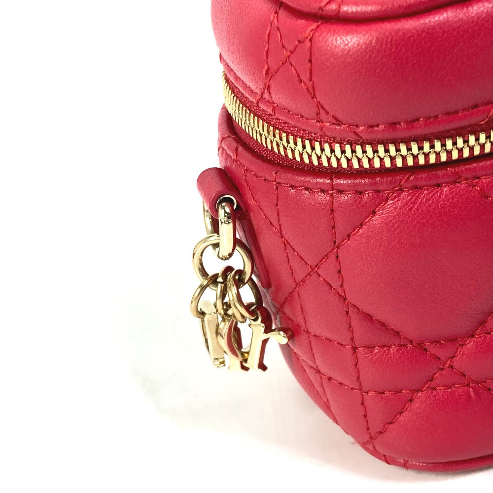 Dior S0918ONMJ レディディオール LADY DIOR マイクロバニティ カナージュ 2WAY ショルダーバッグ ハンドバッグ バニティバッグ レザー レディース レッド系 - brandshop-reference