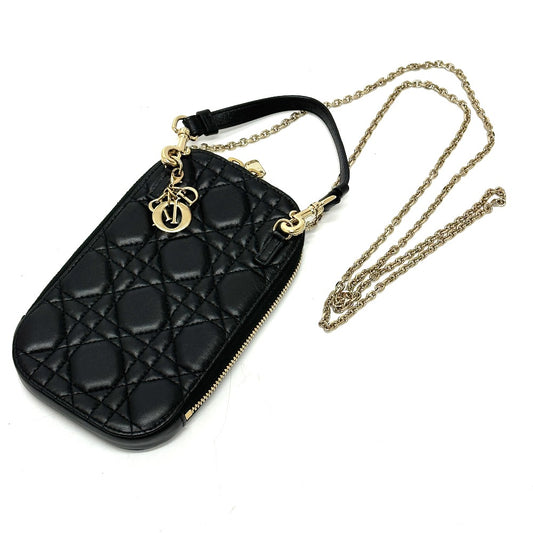 Christian Dior S0842ONMJ カナージュ フォンケース チェーン  ショルダーバッグ レザー レディース ブラック - brandshop-reference