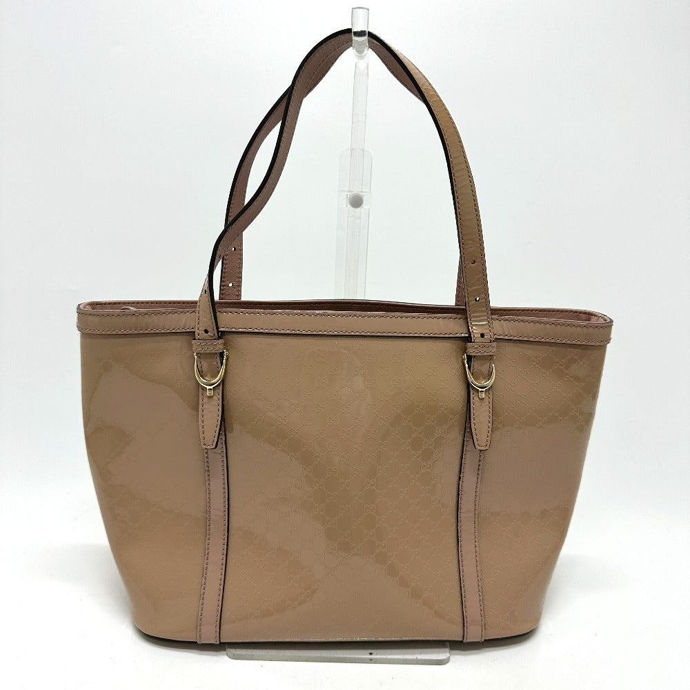 GUCCI 336776 マイクロGG ハンドバッグ トートバッグ エナメル レディース ベージュ