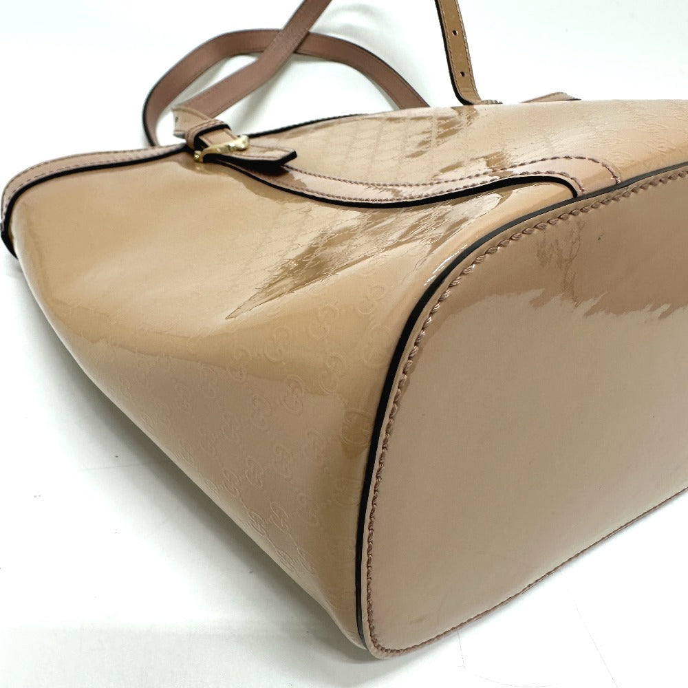 GUCCI 336776 マイクロGG ハンドバッグ トートバッグ エナメル レディース ベージュ