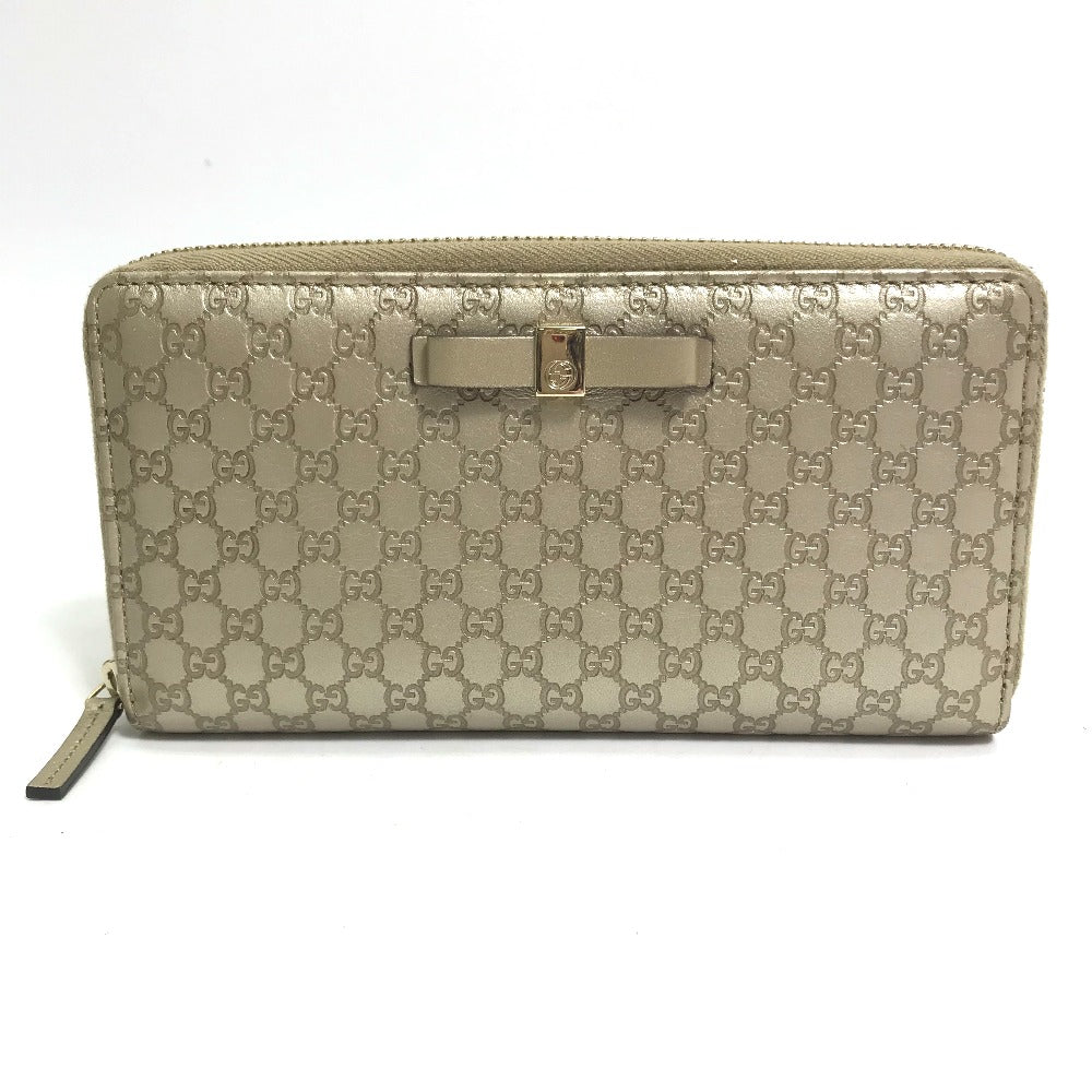 GUCCI 388680 Guccissima Round Zipper GG Long Wallet in Shimmering Leather, Men's, Gold