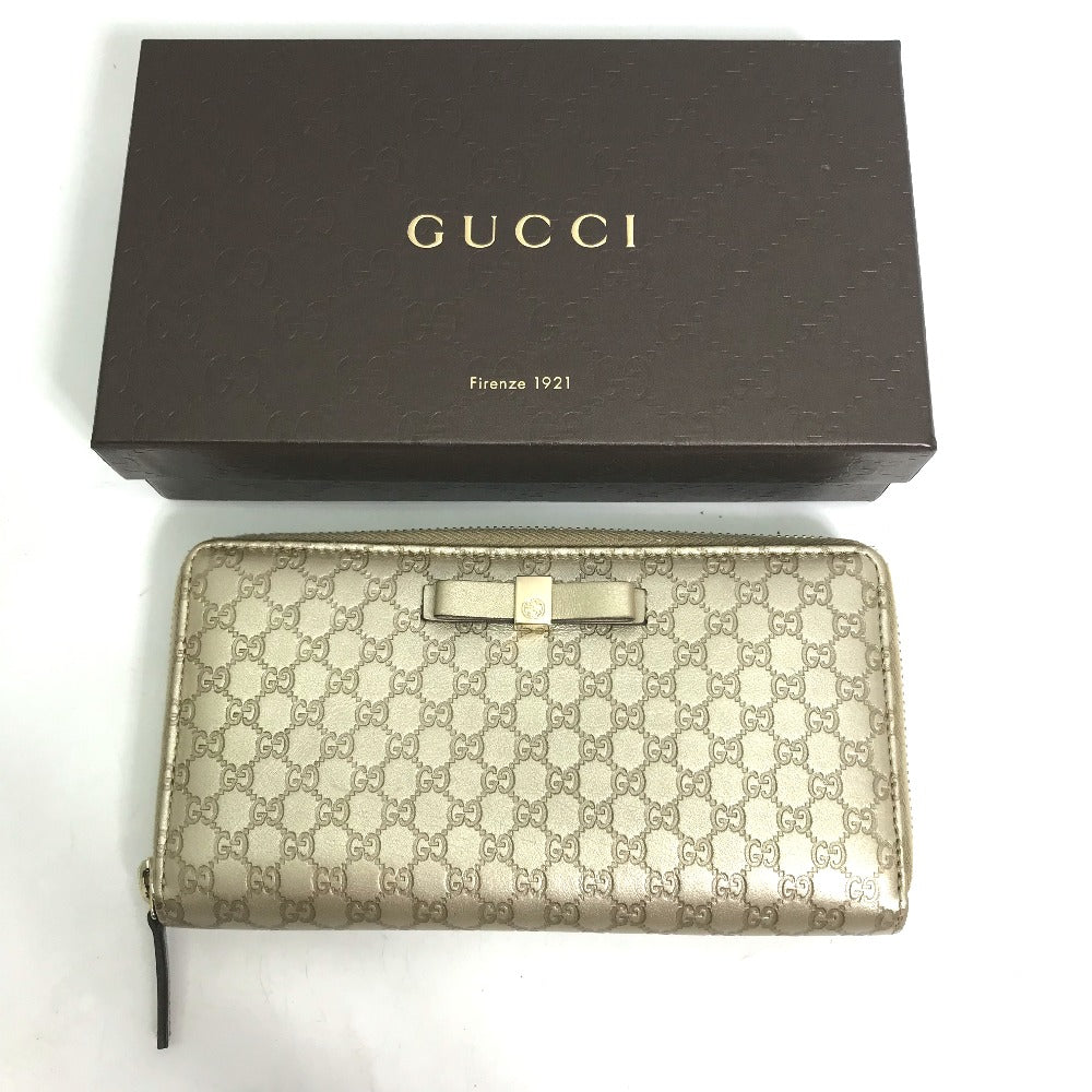 GUCCI 388680 Guccissima Round Zipper GG Long Wallet in Shimmering Leather, Men's, Gold