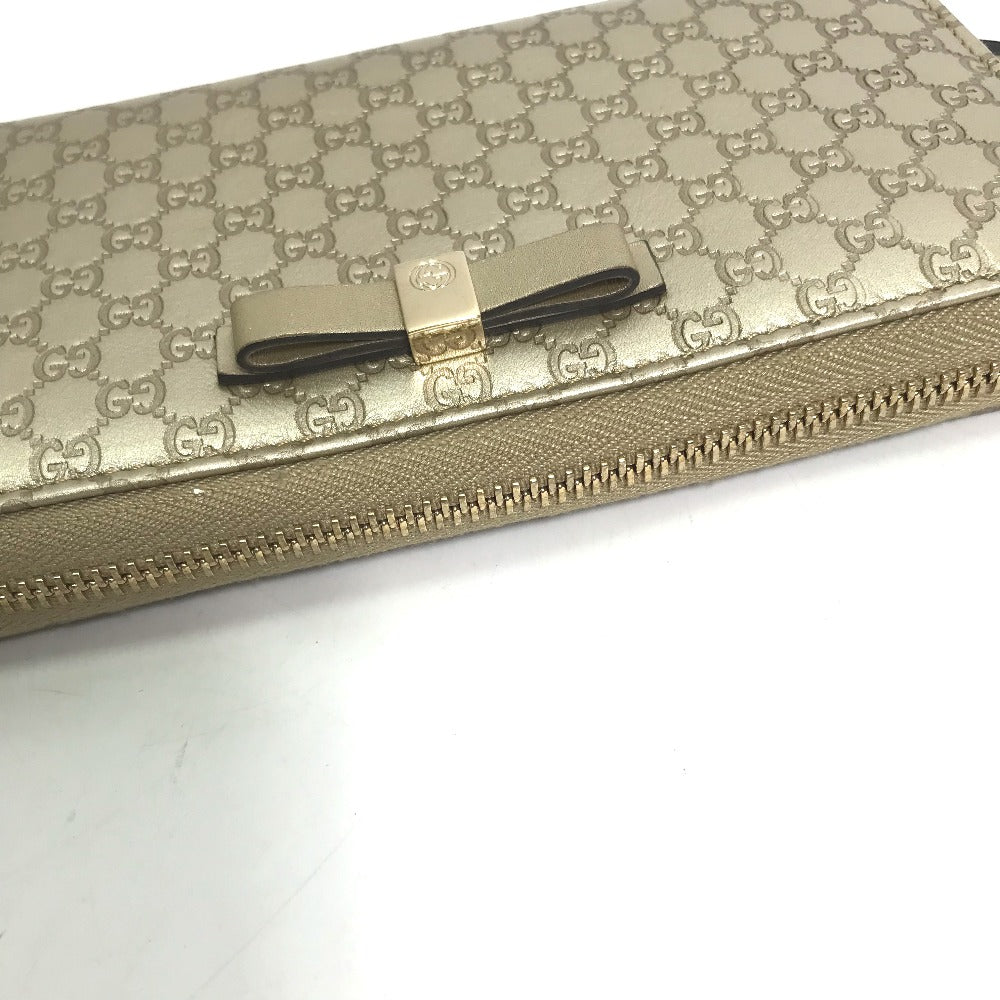 GUCCI 388680 Guccissima Round Zipper GG Long Wallet in Shimmering Leather, Men's, Gold